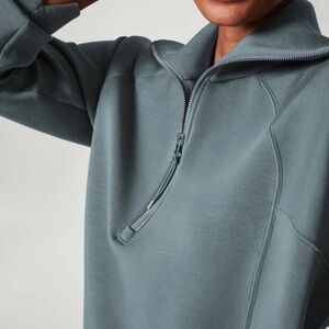 SPANX Air Essentials Women's Gray Quarter-Zip Top sz XL.